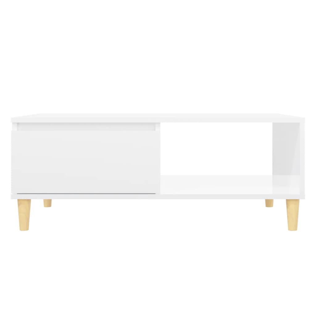 vidaXL Salontafel 90x60x35 cm bewerkt hout hoogglans wit - Aashly