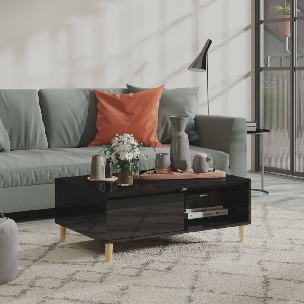 vidaXL Salontafel 90x60x35 cm bewerkt hout hoogglans wit - Aashly