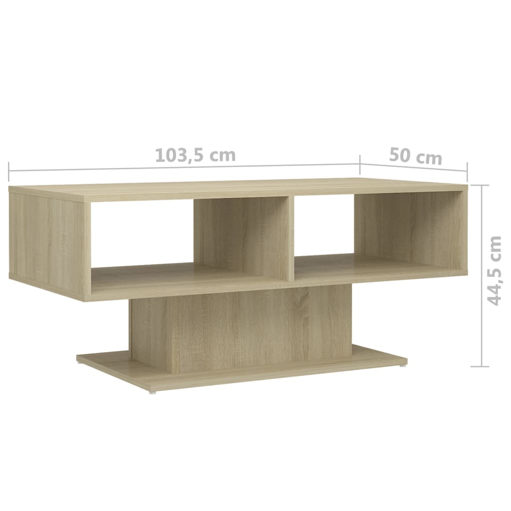vidaXL Salontafel 103,5x50x44,5 cm bewerkt hout sonoma eikenkleurig