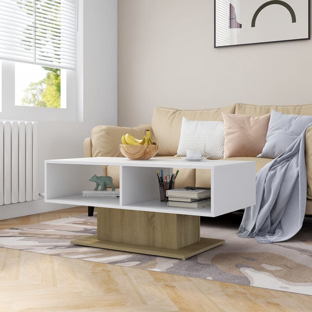 vidaXL Salontafel 103,5x50x44,5 cm bewerkt hout sonoma eikenkleurig