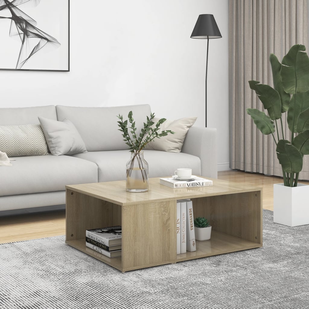 vidaXL Salontafel 90x67x33 cm bewerkt hout sonoma eikenkleurig - Aashly