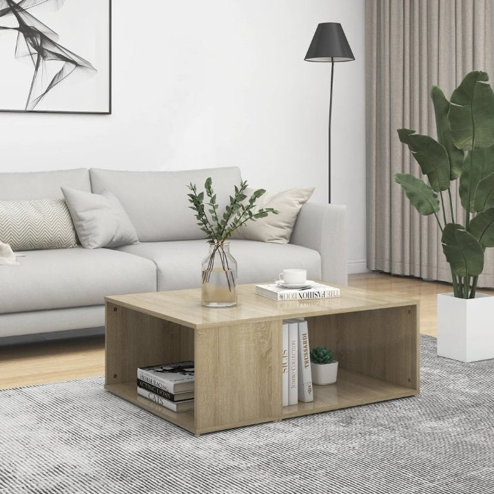 vidaXL Salontafel 90x67x33 cm bewerkt hout sonoma eikenkleurig - Aashly