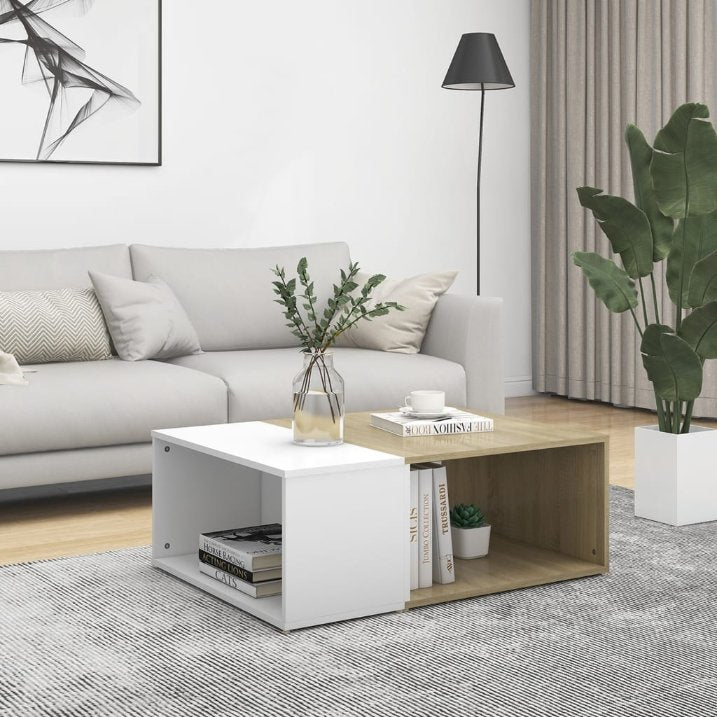 vidaXL Salontafel 90x67x33 cm bewerkt hout sonoma eikenkleurig - Aashly