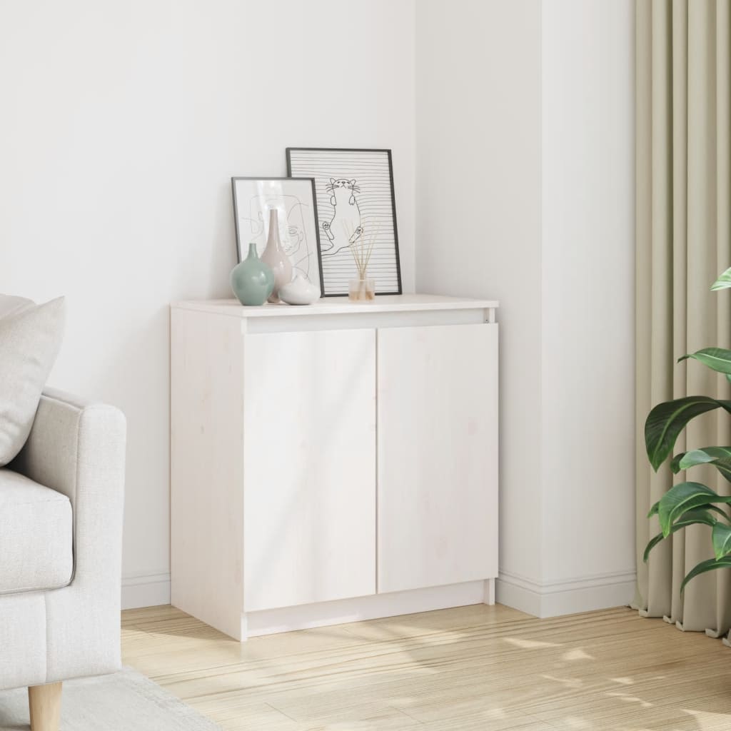 vidaXL Bijzetkast 60x36x65 cm massief grenenhout wit - Aashly
