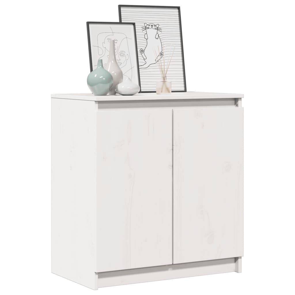 vidaXL Bijzetkast 60x36x65 cm massief grenenhout wit - Aashly