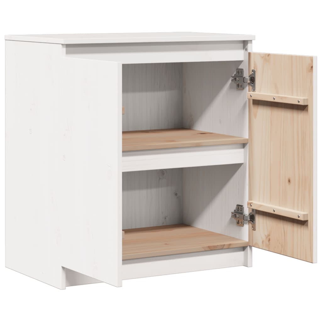vidaXL Bijzetkast 60x36x65 cm massief grenenhout wit - Aashly