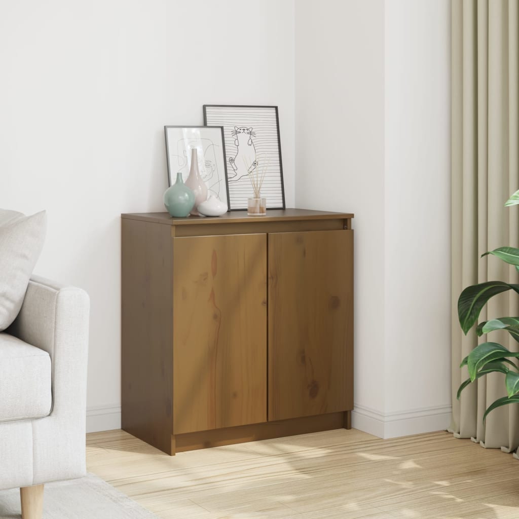 vidaXL Bijzetkast 60x36x65 cm massief grenenhout wit - Aashly