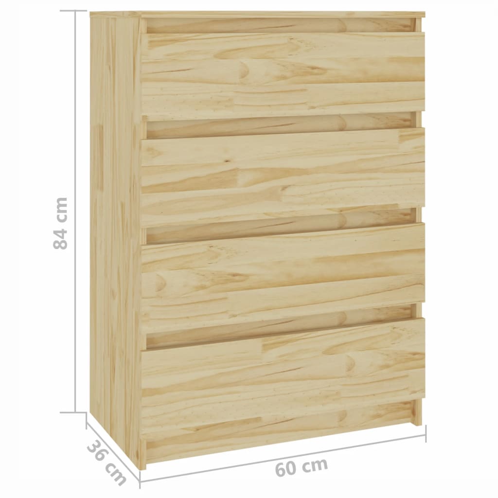 vidaXL Bijzetkast 60x36x84 cm massief grenenhout - Aashly