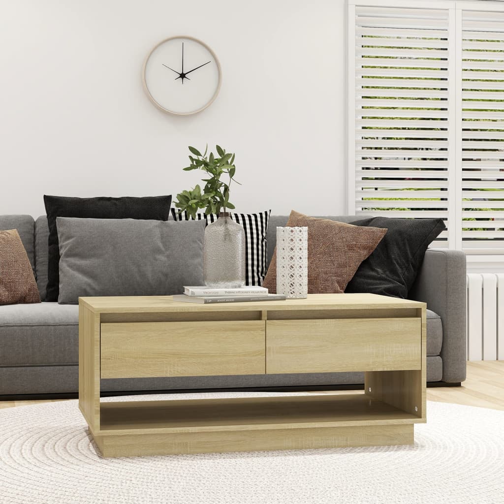 vidaXL Salontafel 102,5x55x44 cm bewerkt hout betongrijs - Aashly