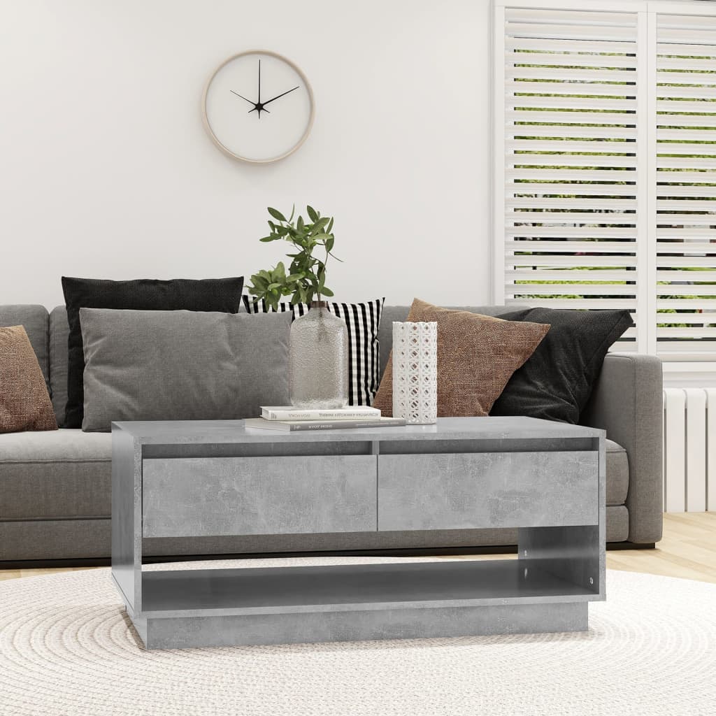 vidaXL Salontafel 102,5x55x44 cm bewerkt hout betongrijs - Aashly