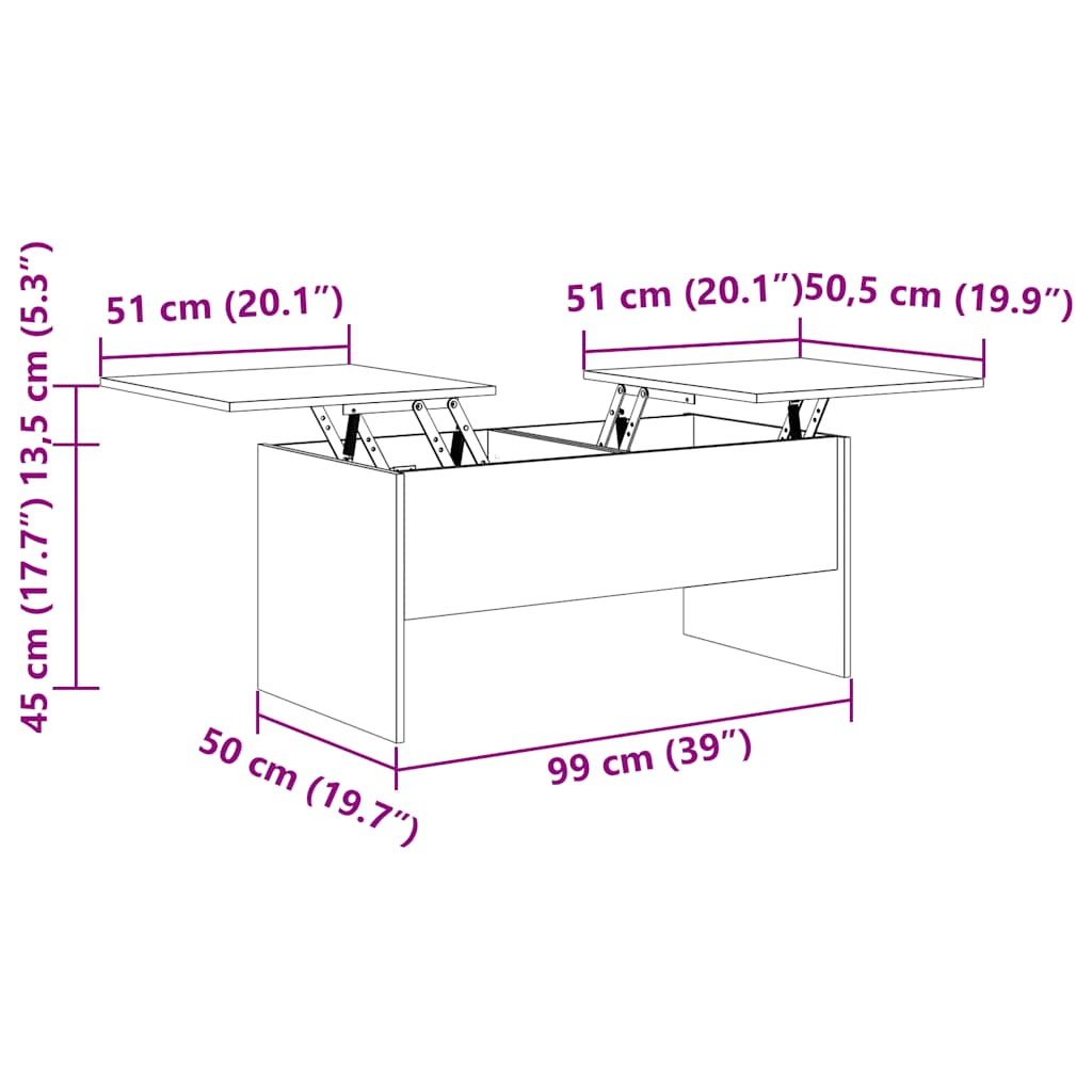 vidaXL Salontafel 102x50,5x46,5 cm bewerkt hout wit - Aashly
