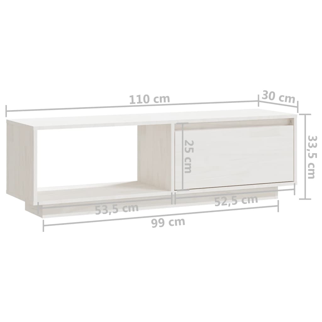 vidaXL Tv-meubel 110x30x33,5 cm massief grenenhout wit - Aashly