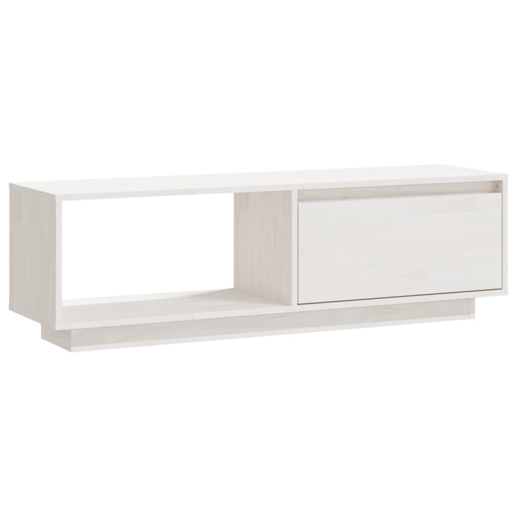 vidaXL Tv-meubel 110x30x33,5 cm massief grenenhout wit - Aashly