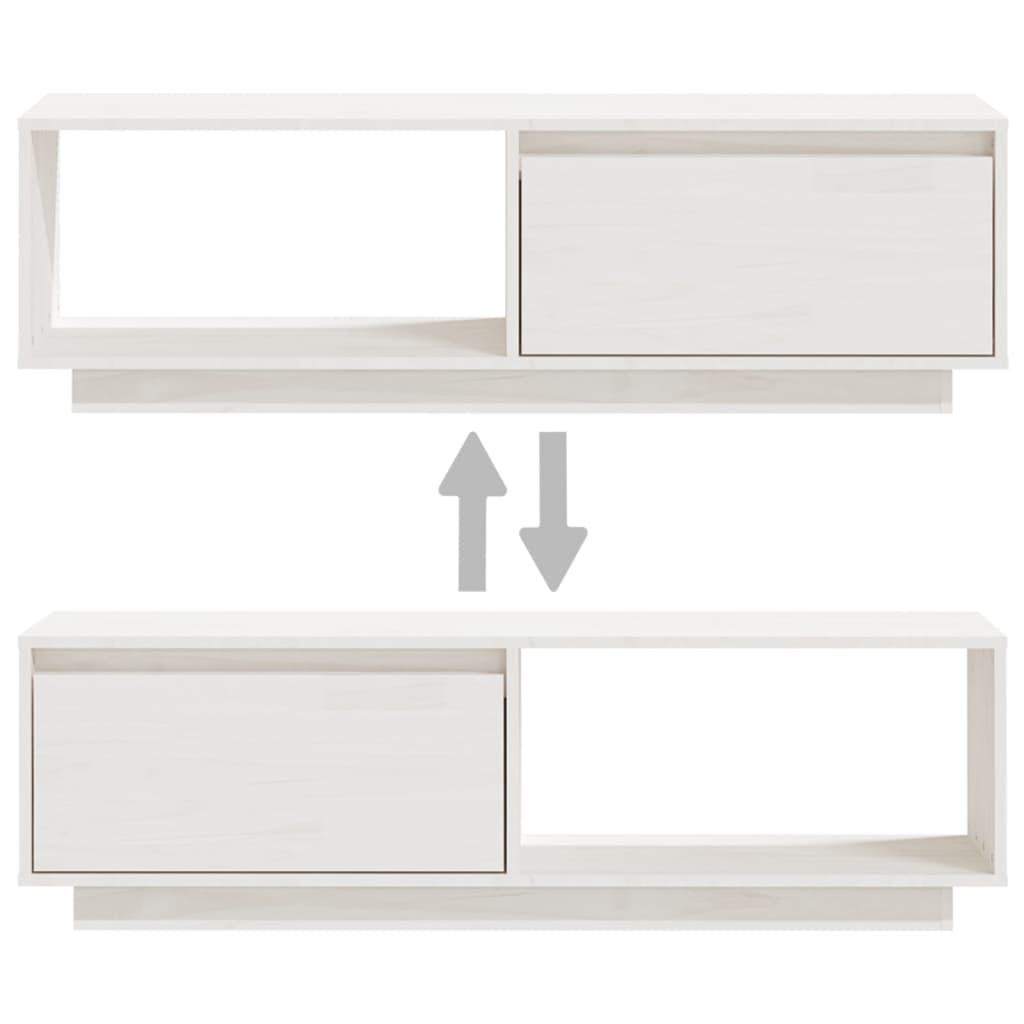 vidaXL Tv-meubel 110x30x33,5 cm massief grenenhout wit - Aashly