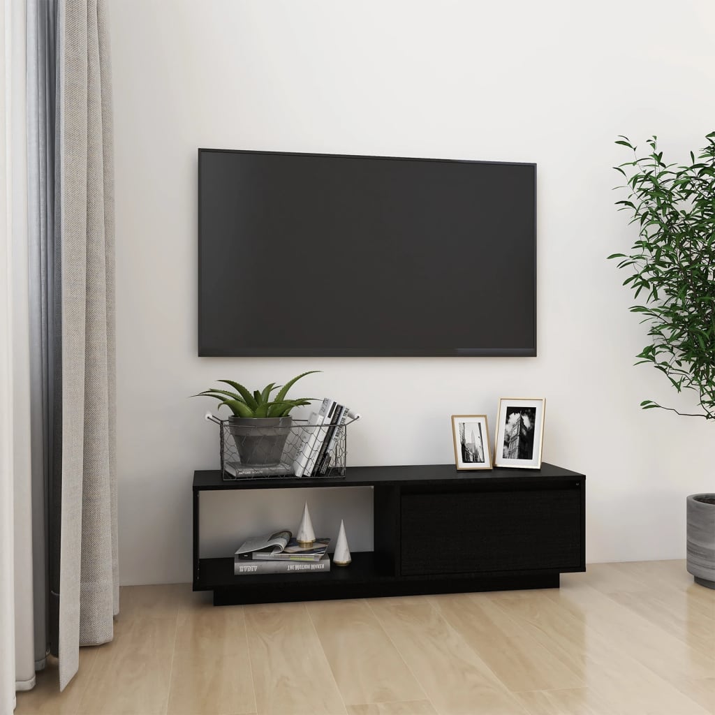vidaXL Tv-meubel 110x30x33,5 cm massief grenenhout wit - Aashly