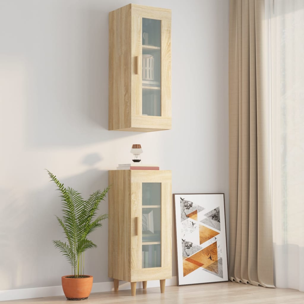 vidaXL Wandkast 34,5x34x90 cm grijs sonoma eikenkleurig - Aashly