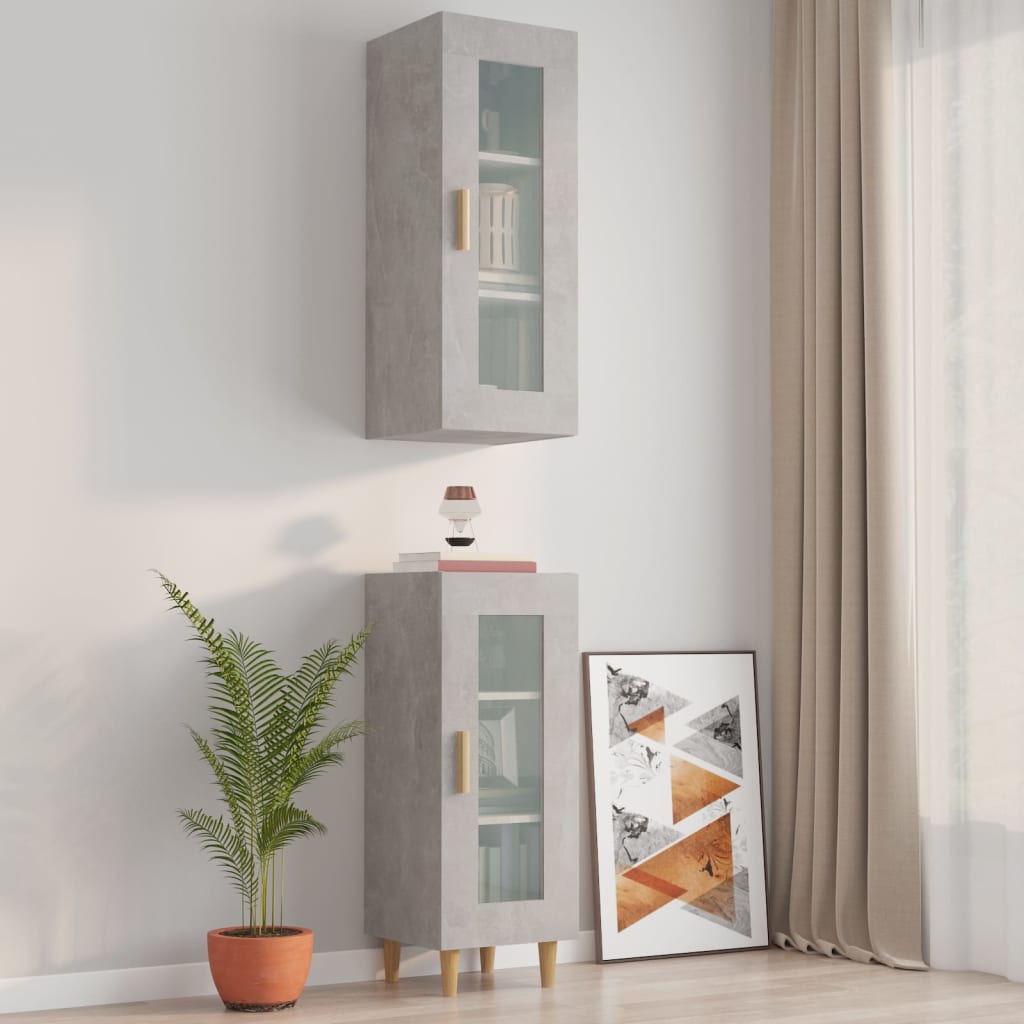 vidaXL Wandkast 34,5x34x90 cm grijs sonoma eikenkleurig - Aashly