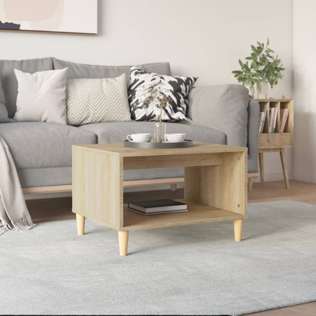 vidaXL Salontafel 60x50x40 cm bewerkt hout bruin eikenkleur - Aashly