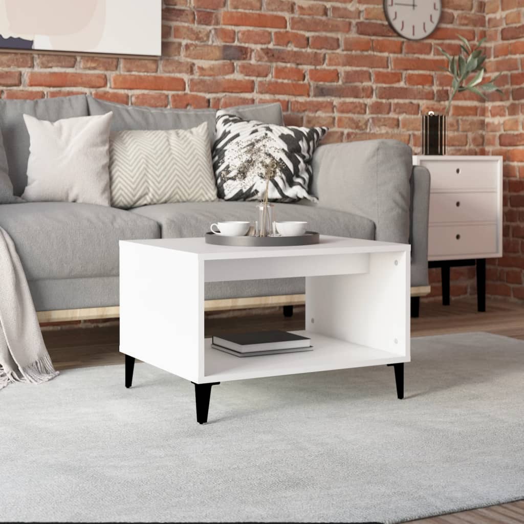 vidaXL Salontafel 60x50x40 cm bewerkt hout hoogglans wit - Aashly