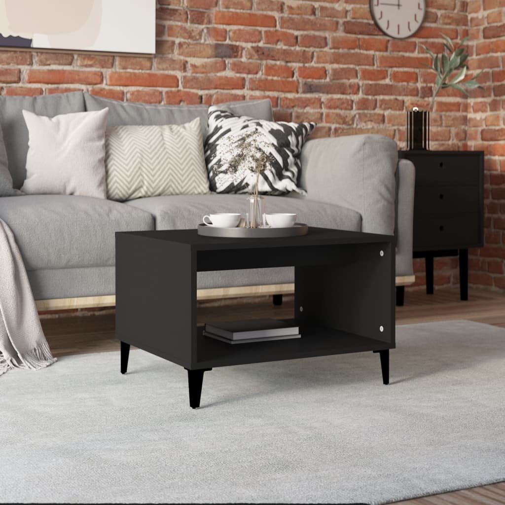 vidaXL Salontafel 60x50x40 cm bewerkt hout hoogglans wit - Aashly