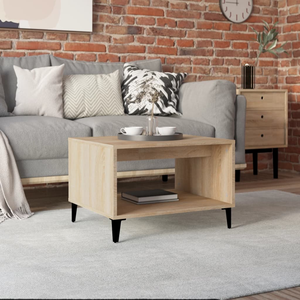 vidaXL Salontafel 60x50x40 cm bewerkt hout hoogglans wit - Aashly