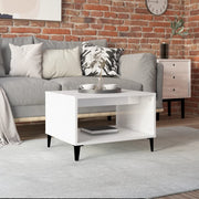 vidaXL Salontafel 60x50x40 cm bewerkt hout hoogglans wit - Aashly