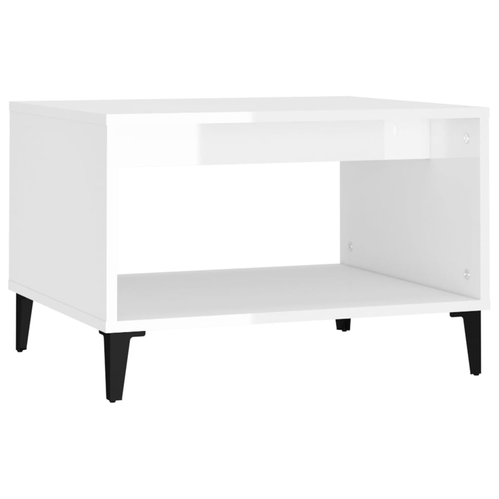vidaXL Salontafel 60x50x40 cm bewerkt hout hoogglans wit - Aashly