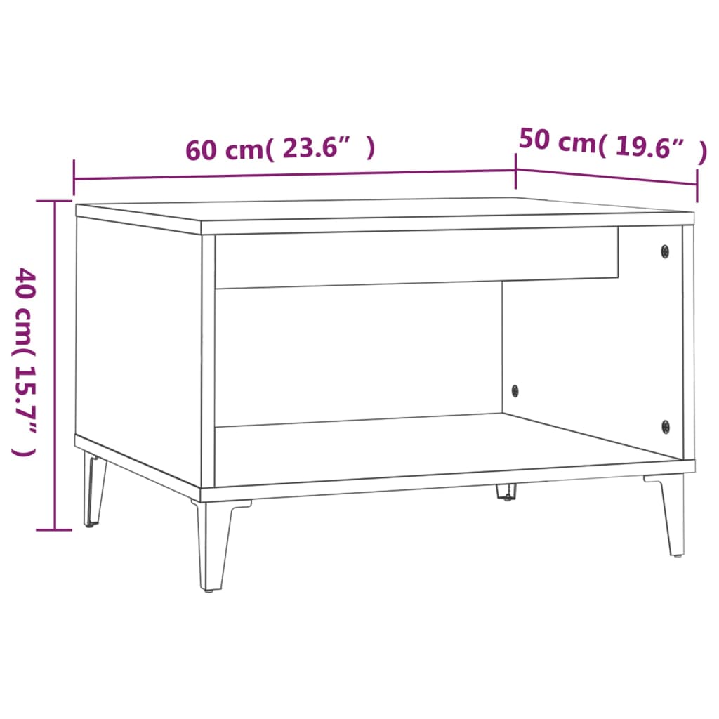 vidaXL Salontafel 60x50x40 cm bewerkt hout hoogglans wit - Aashly