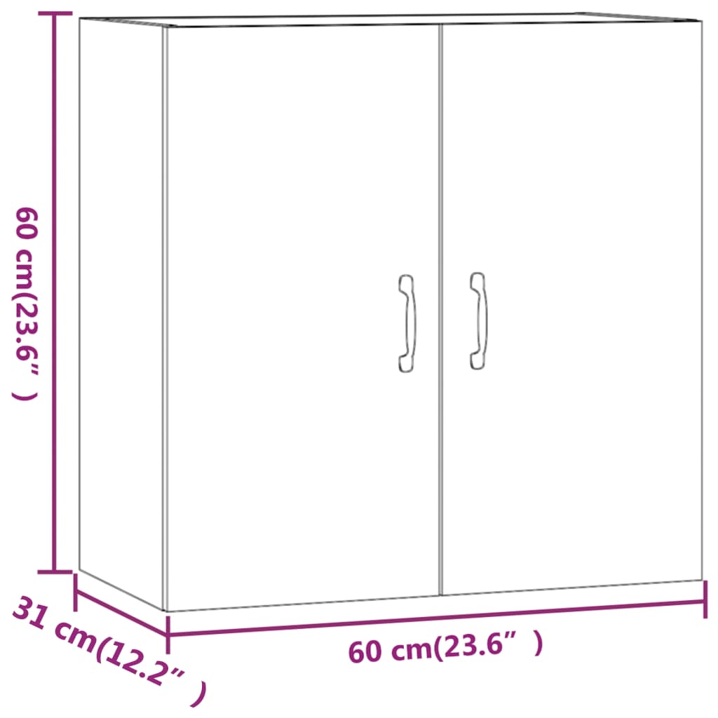 vidaXL Wandkast 60x31x60 cm bewerkt hout betongrijs - Aashly