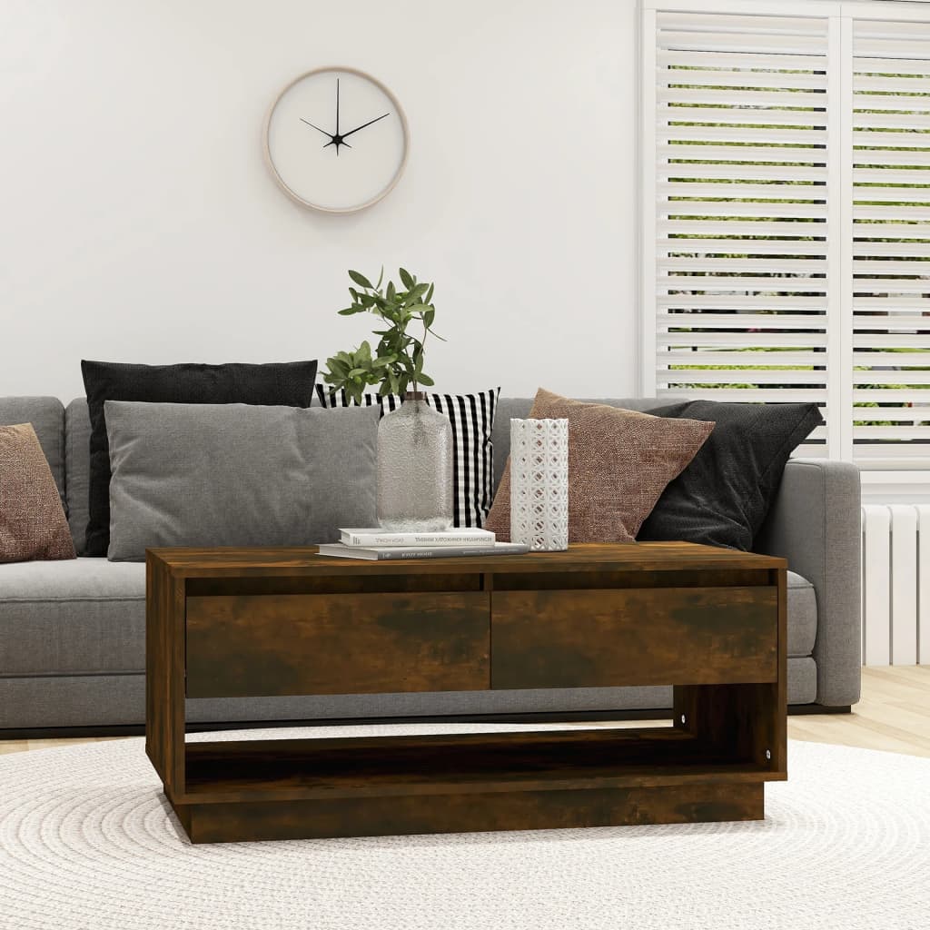 vidaXL Salontafel 102,5x55x44 cm bewerkt hout betongrijs - Aashly