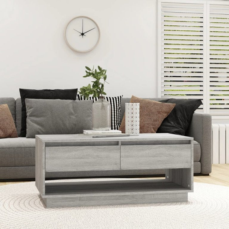 vidaXL Salontafel 102,5x55x44 cm bewerkt hout betongrijs - Aashly