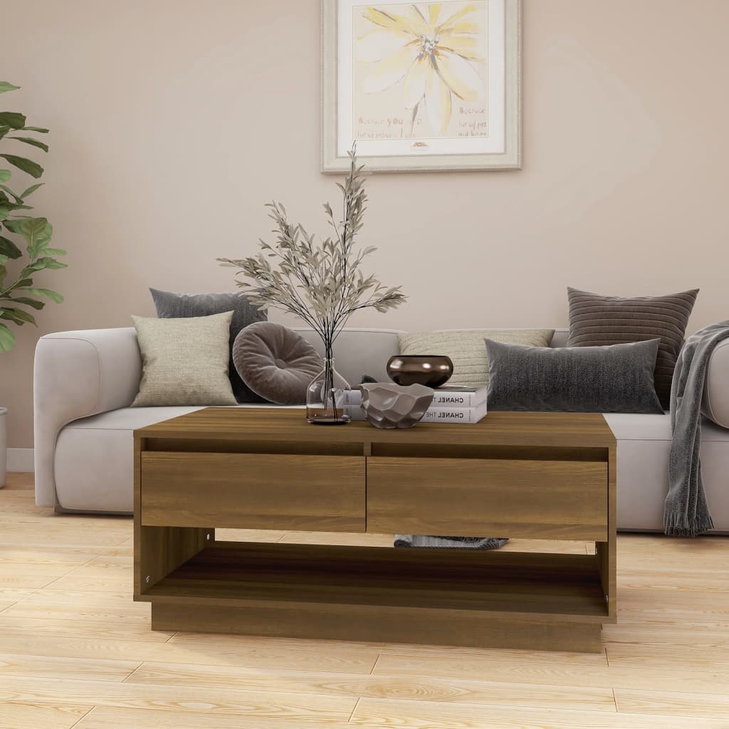 vidaXL Salontafel 102,5x55x44 cm bewerkt hout betongrijs - Aashly