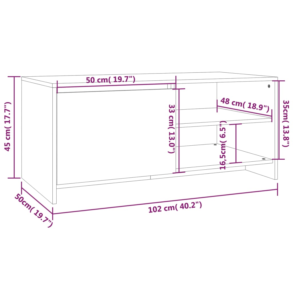vidaXL Salontafel 102x50x45 cm bewerkt hout gerookt eikenkleurig