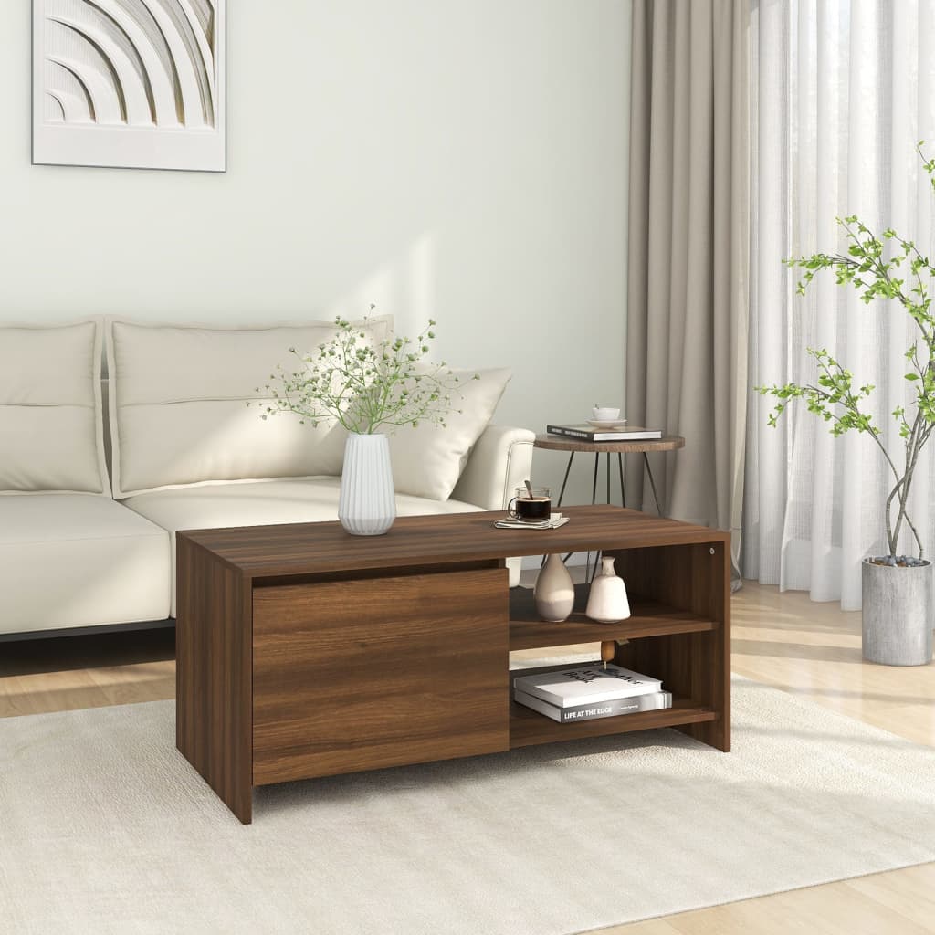 vidaXL Salontafel 102x50x45 cm bewerkt hout gerookt eikenkleurig