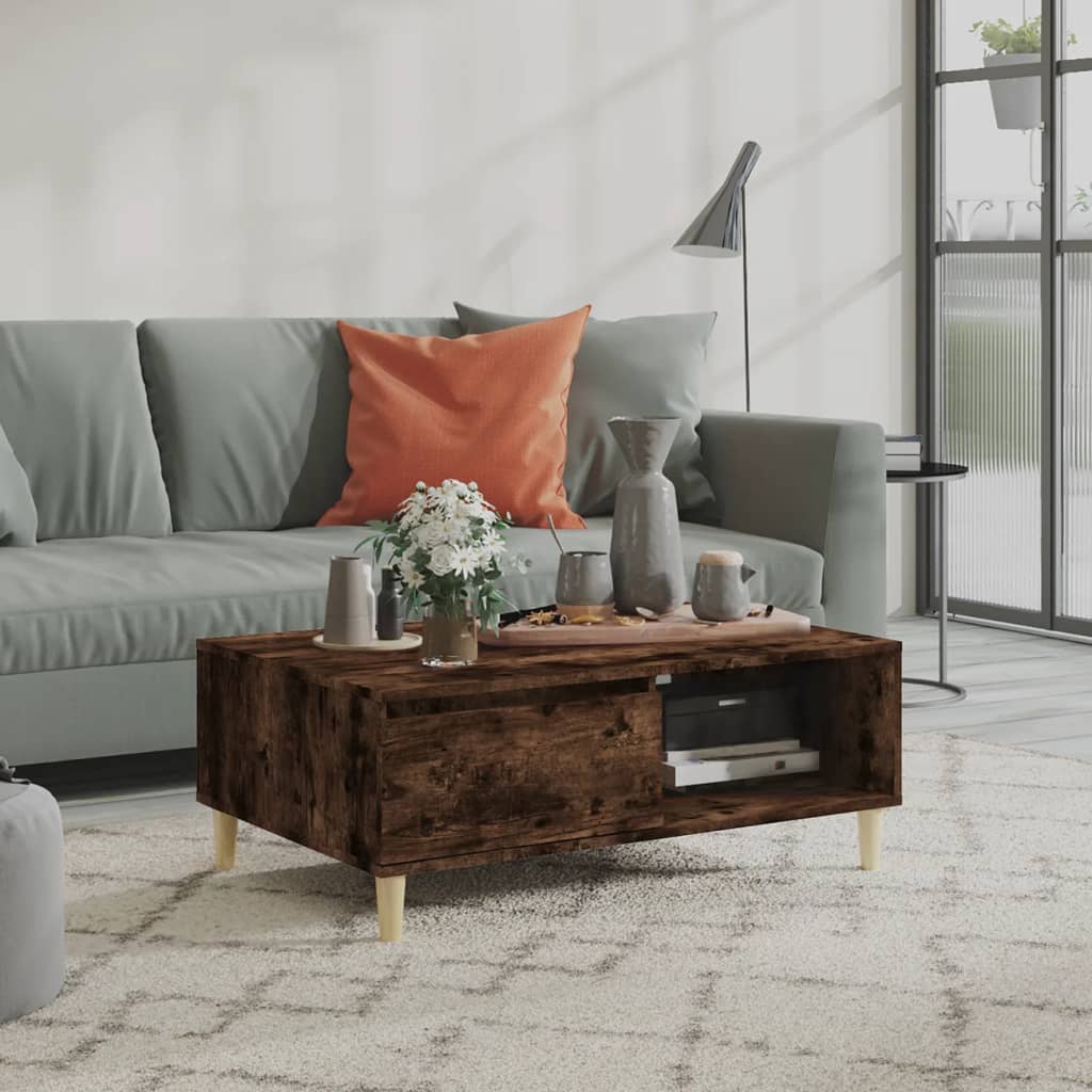 vidaXL Salontafel 90x60x35 cm bewerkt hout hoogglans wit - Aashly