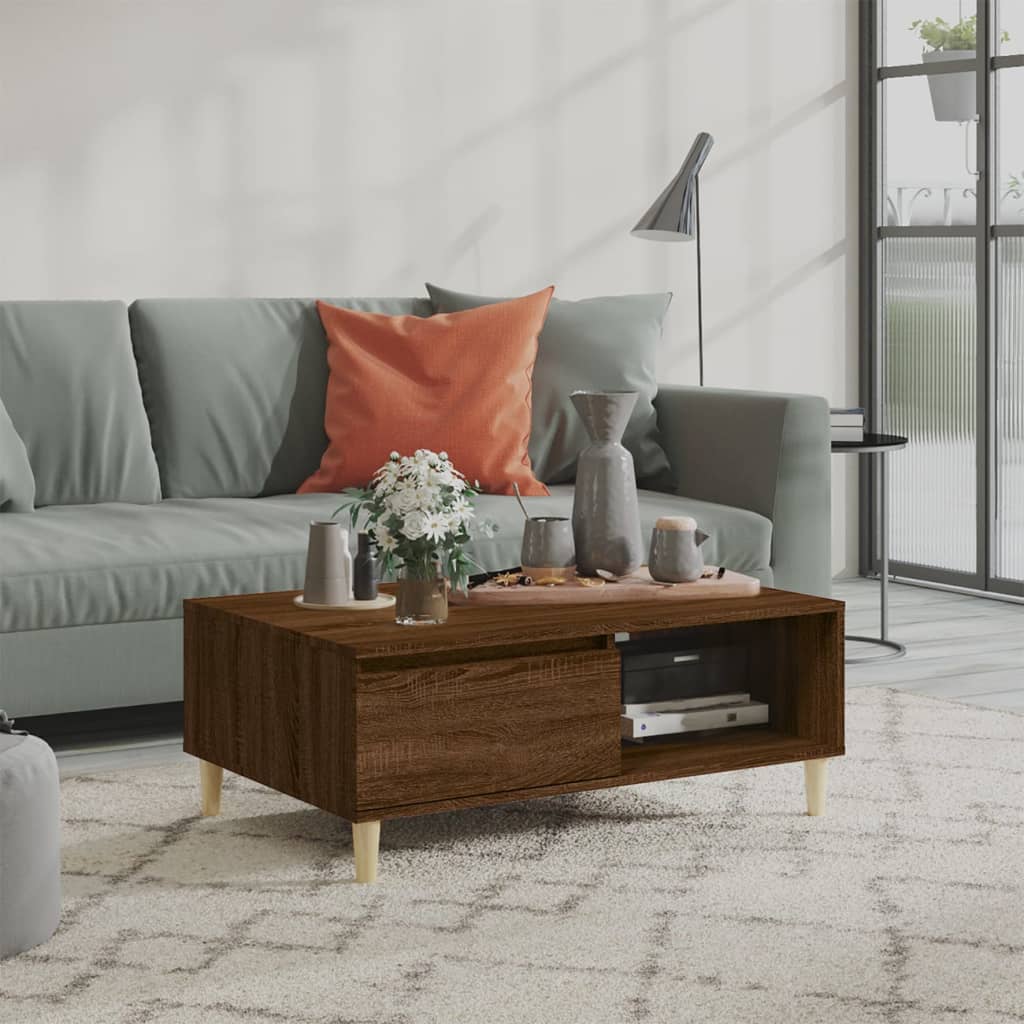 vidaXL Salontafel 90x60x35 cm bewerkt hout hoogglans wit - Aashly
