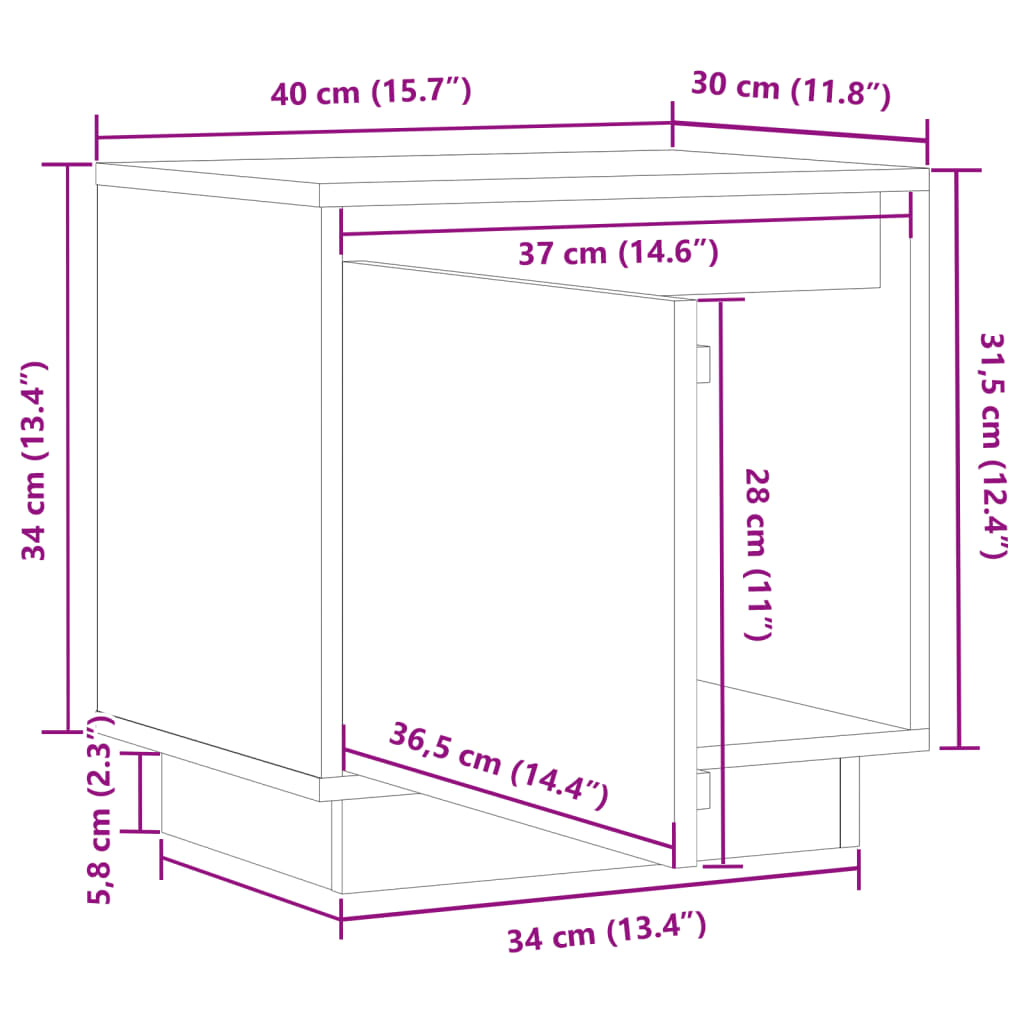 vidaXL Nachtkastjes 2 st 40x30x40 cm massief grenenhout - Aashly