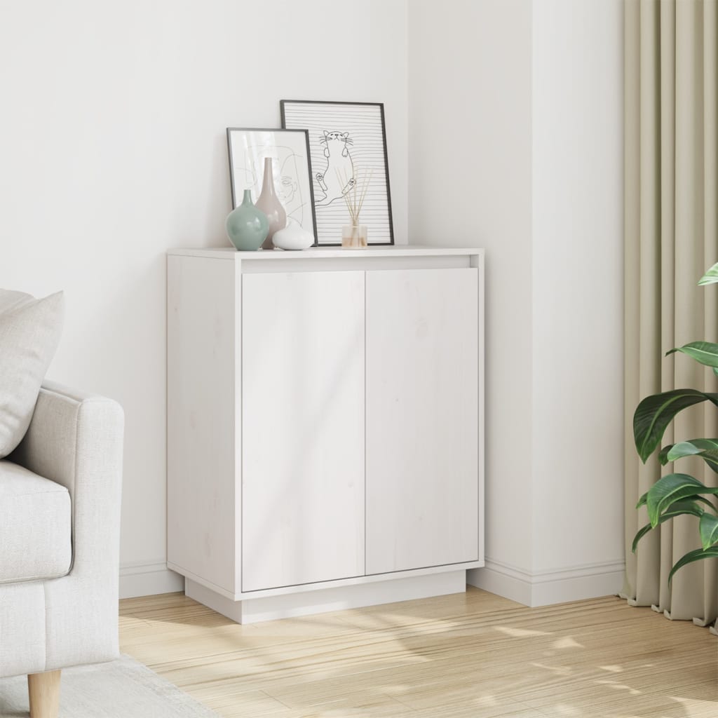 vidaXL Dressoir 60x34x75 cm massief grenenhout wit - Aashly