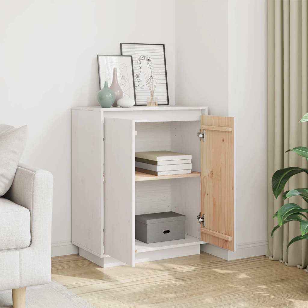 vidaXL Dressoir 60x34x75 cm massief grenenhout wit - Aashly