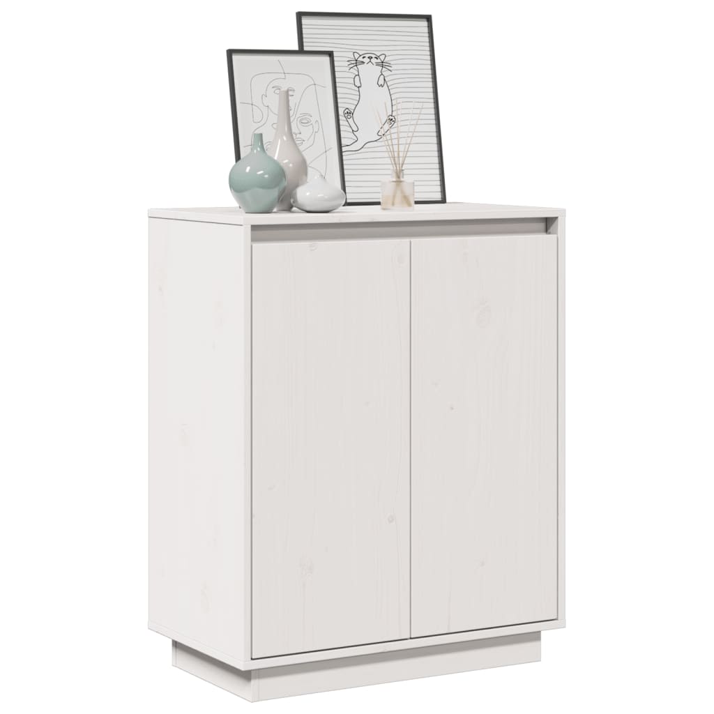 vidaXL Dressoir 60x34x75 cm massief grenenhout wit - Aashly