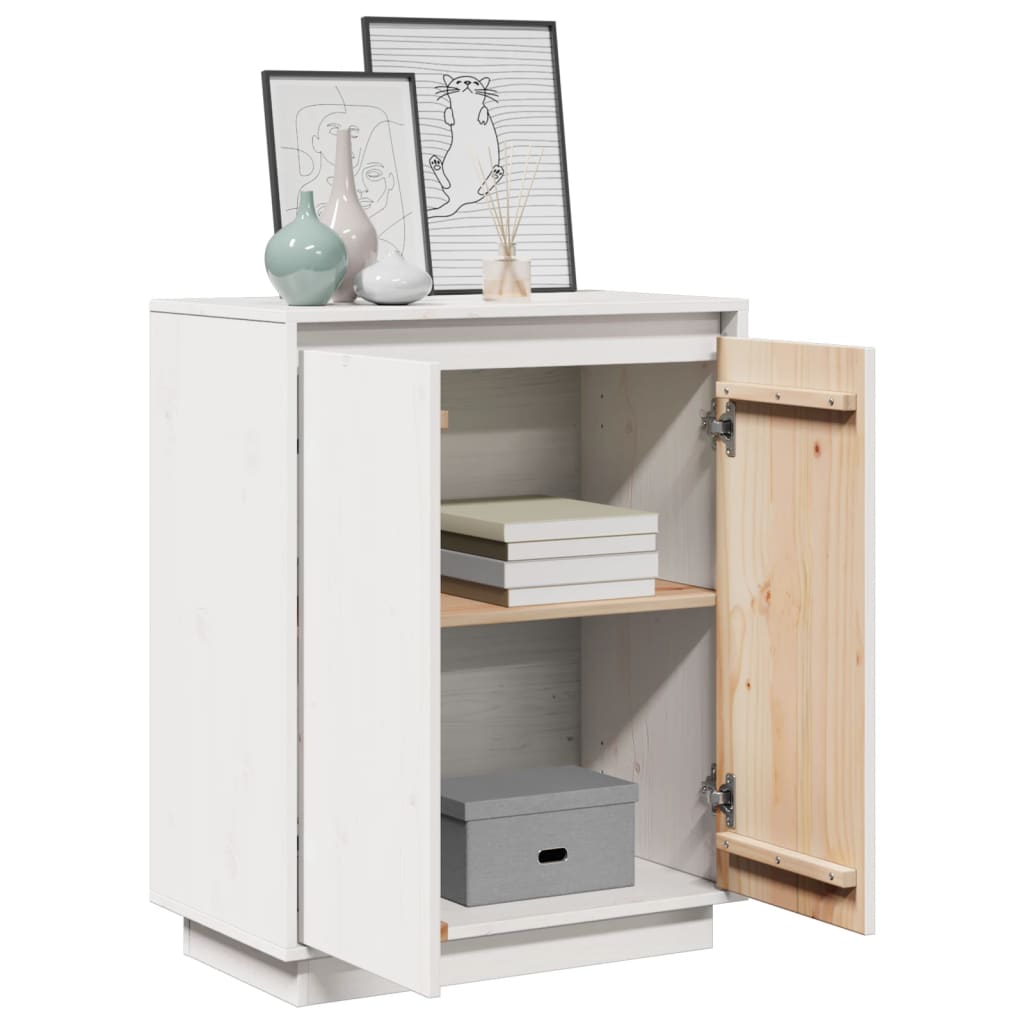 vidaXL Dressoir 60x34x75 cm massief grenenhout wit - Aashly