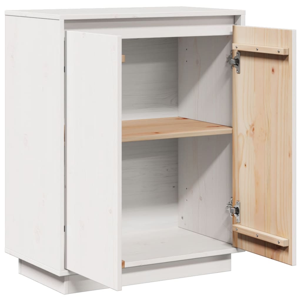 vidaXL Dressoir 60x34x75 cm massief grenenhout wit - Aashly