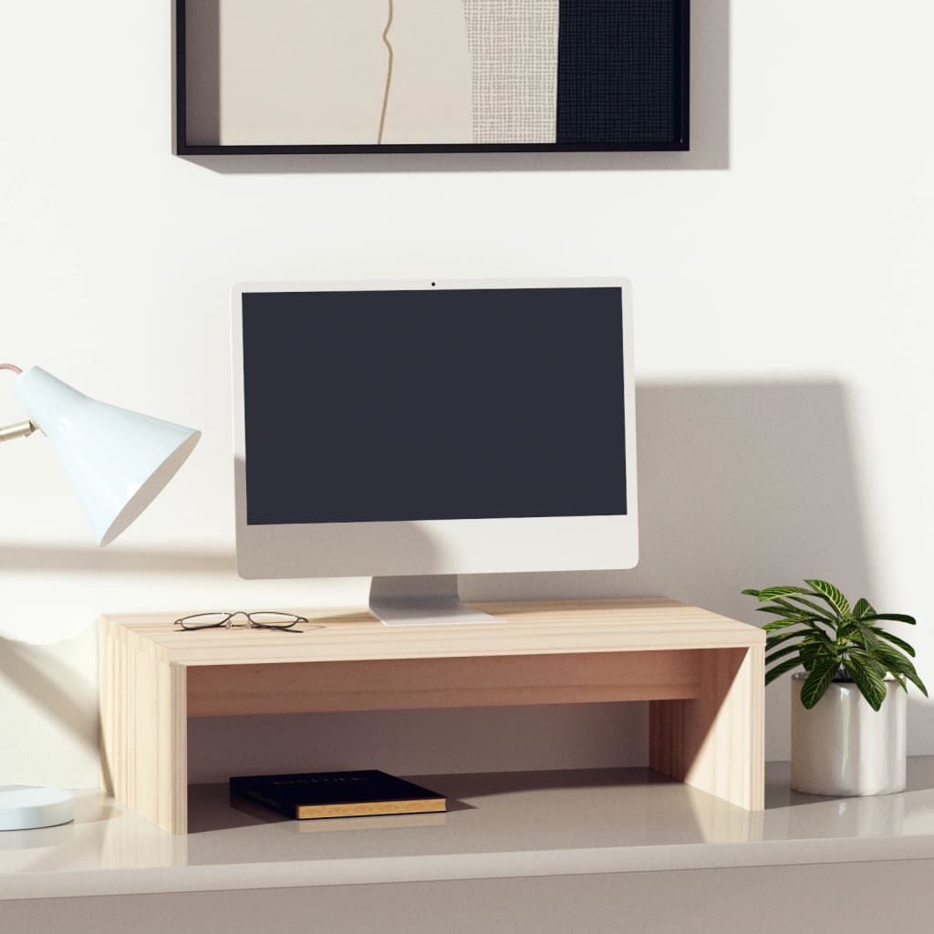 vidaXL Monitorstandaard 50x27x15 cm massief grenenhout wasbruin