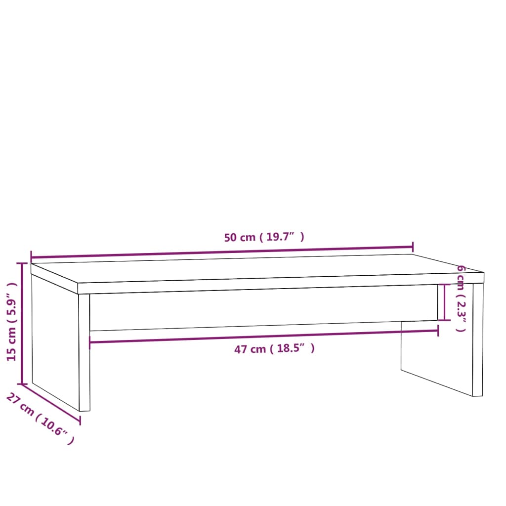 vidaXL Monitorstandaard 50x27x15 cm massief grenenhout wasbruin