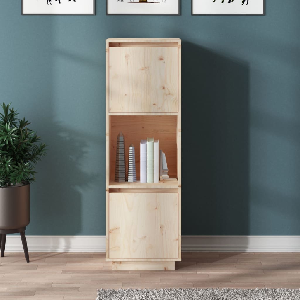 vidaXL Hoge kast 38x35x117 cm massief grenenhout zwart - Aashly