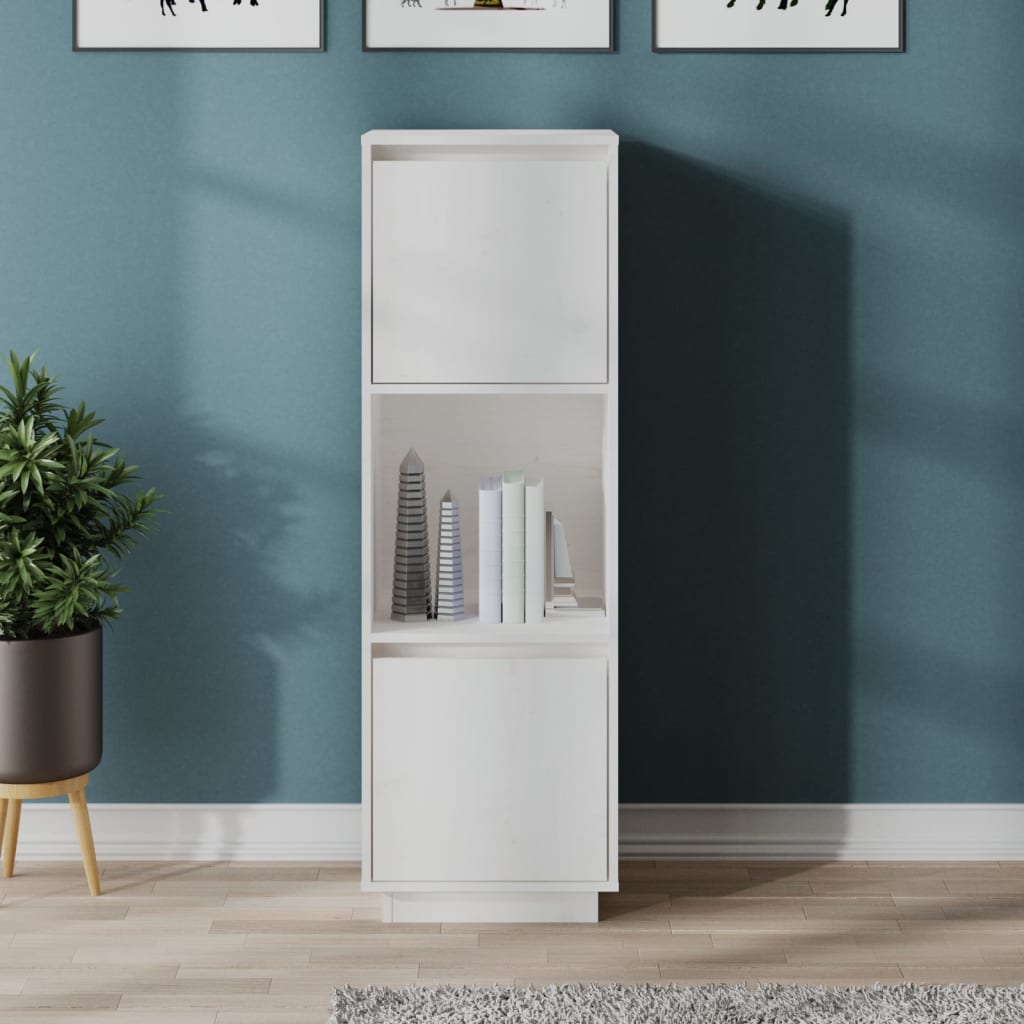 vidaXL Hoge kast 38x35x117 cm massief grenenhout zwart - Aashly
