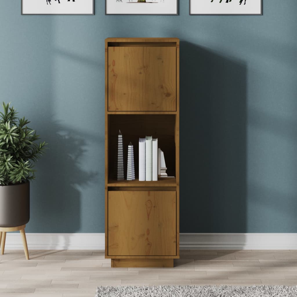vidaXL Hoge kast 38x35x117 cm massief grenenhout zwart - Aashly