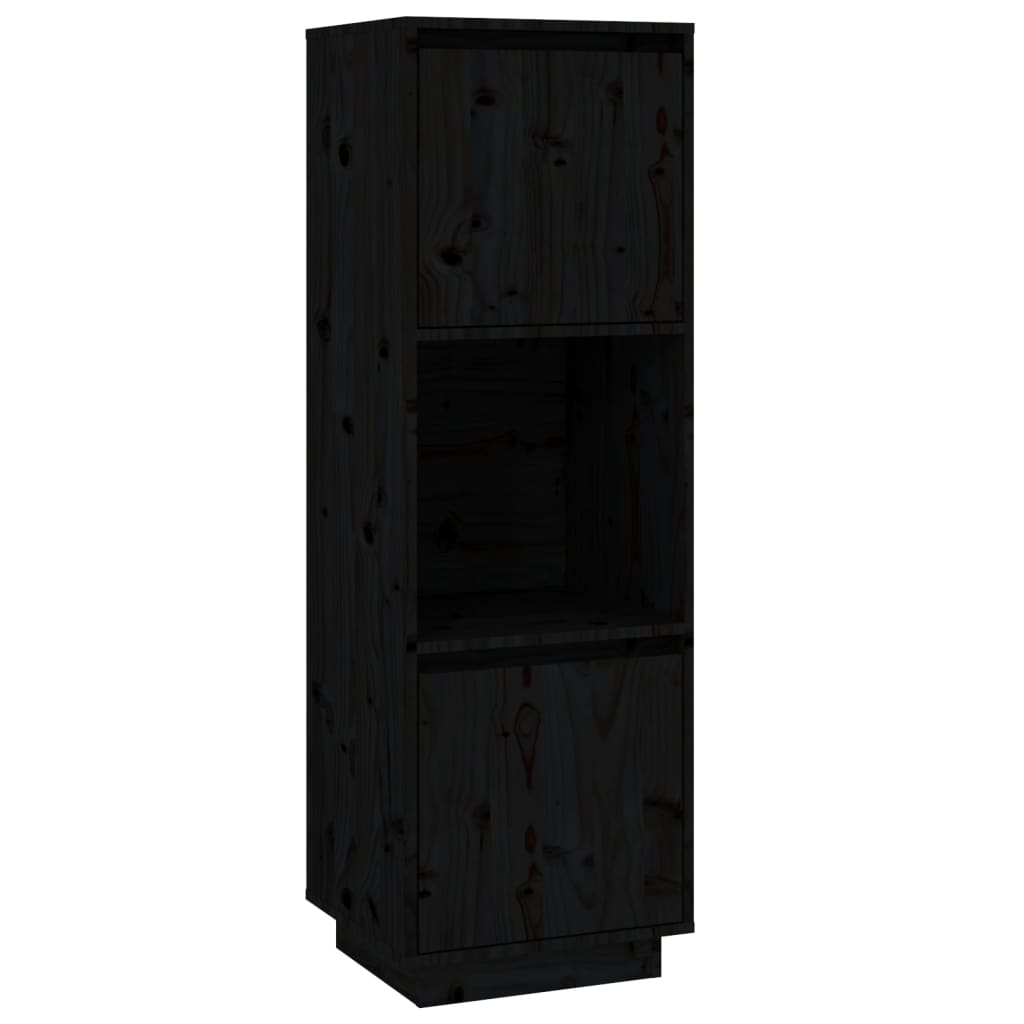 vidaXL Hoge kast 38x35x117 cm massief grenenhout zwart - Aashly