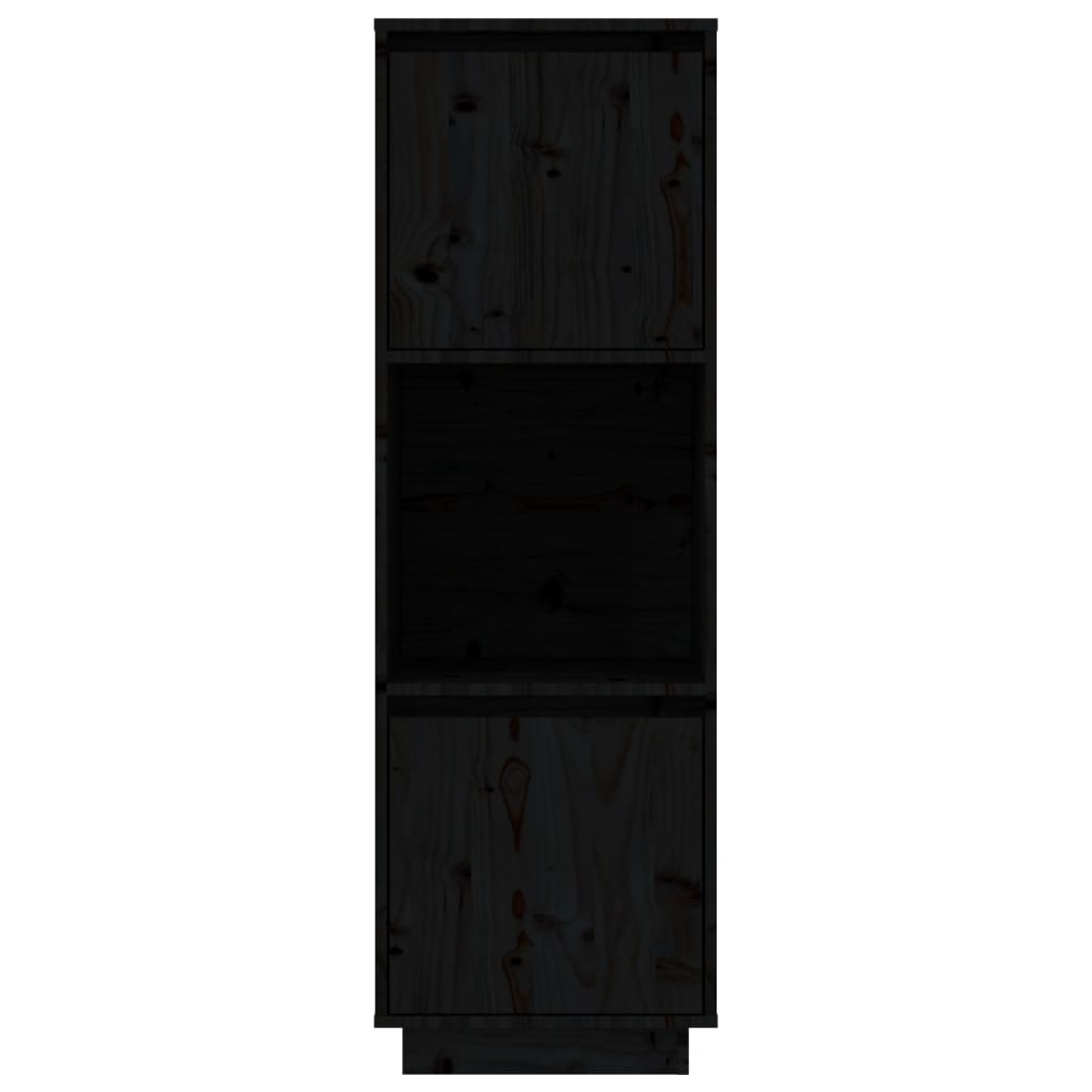 vidaXL Hoge kast 38x35x117 cm massief grenenhout zwart - Aashly