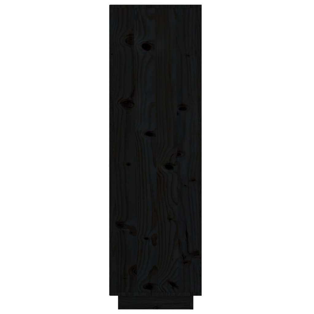 vidaXL Hoge kast 38x35x117 cm massief grenenhout zwart - Aashly
